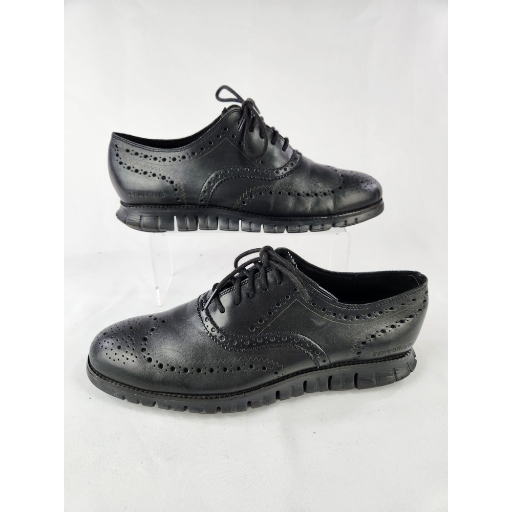 Cole Haan Men's ZERØGRAND‎ Wingtip Oxford SHOES Black Leather Dress Size 10 M